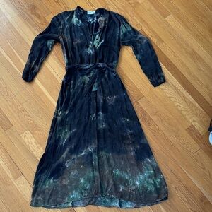Bella Dahl Black and Green Long Sleeve Dress